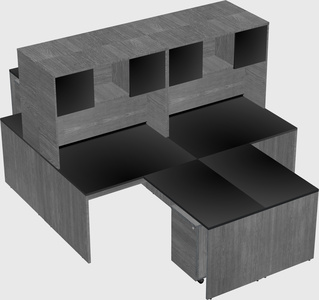 Quad l-shaped office desks