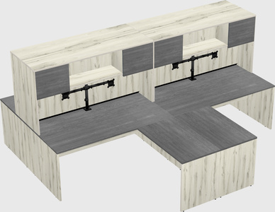 Bureaux de bureau quadruples en forme de l