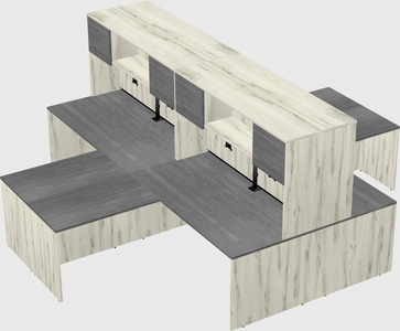 Quad l-shaped office desks
