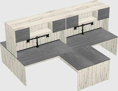 Quad l-shaped office desks