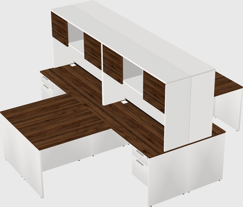 Quad l-shaped office desks