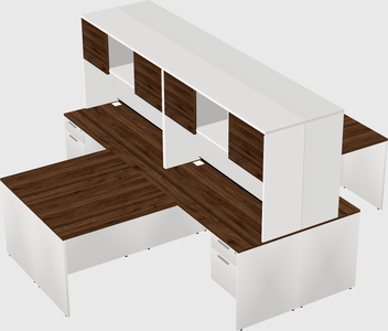 Quad l-shaped office desks
