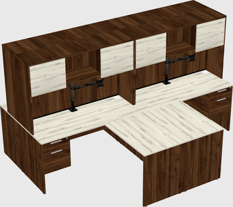 Quad l-shaped office desks