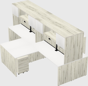 Quad l-shaped office desks