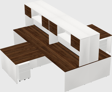 Quad l-shaped office desks