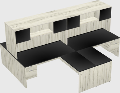Quad l-shaped office desks