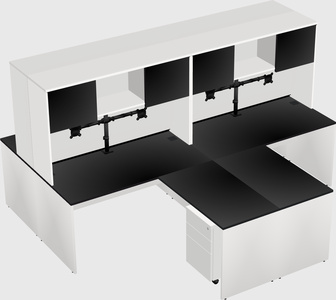 Quad l-shaped office desks
