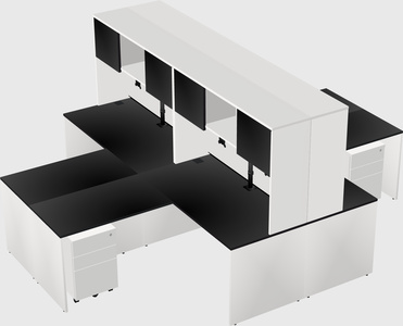 Quad l-shaped office desks
