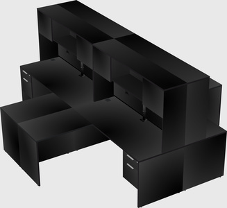 Quad l-shaped office desks