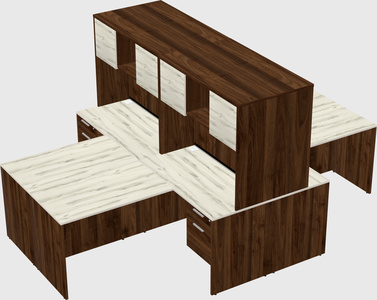 Quad l-shaped office desks