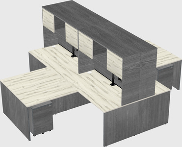 Quad l-shaped office desks