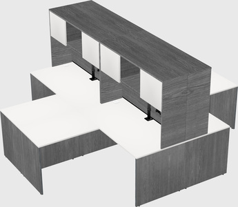 Quad l-shaped office desks