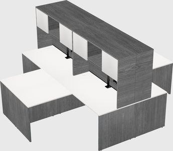 Quad l-shaped office desks