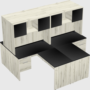 Quad l-shaped office desks