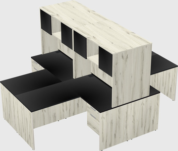 Quad l-shaped office desks