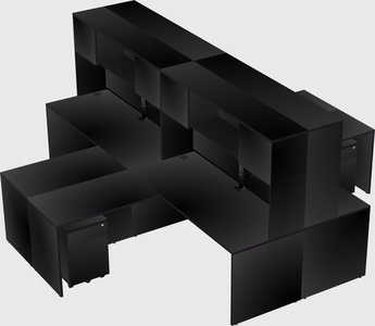Quad l-shaped office desks