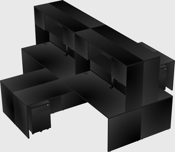 Quad l-shaped office desks