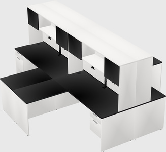 Quad l-shaped office desks