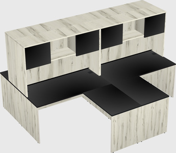 Quad l-shaped office desks