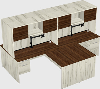 Quad l-shaped office desks