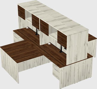 Quad l-shaped office desks