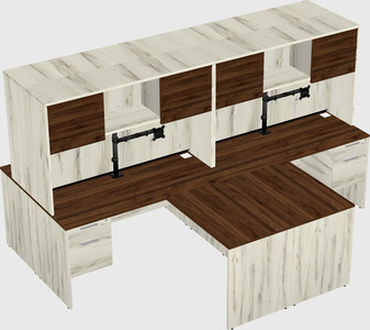 Quad l-shaped office desks