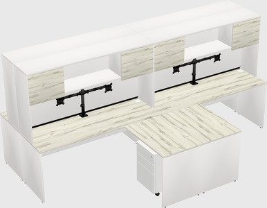 Quad l-shaped office desks