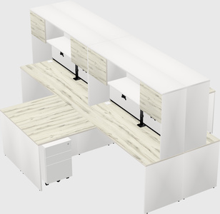 Quad l-shaped office desks