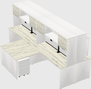 Quad l-shaped office desks