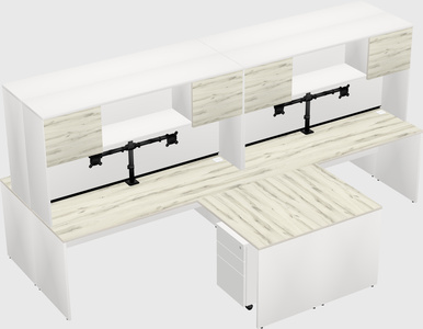 Quad l-shaped office desks