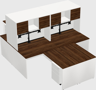 Quad l-shaped office desks
