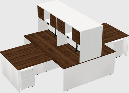 Quad l-shaped office desks