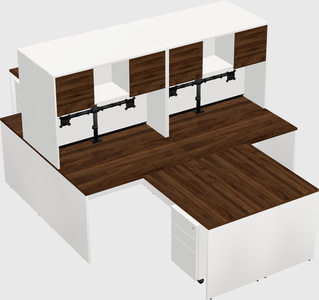 Quad l-shaped office desks