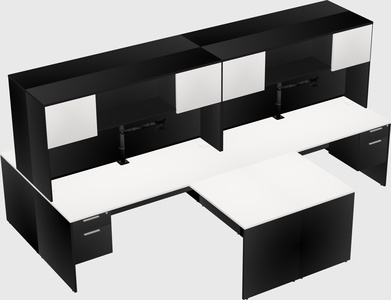 Quad l-shaped office desks