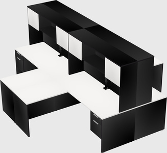 Quad l-shaped office desks
