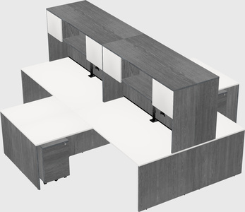 Quad l-shaped office desks