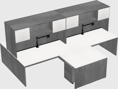 Quad l-shaped office desks
