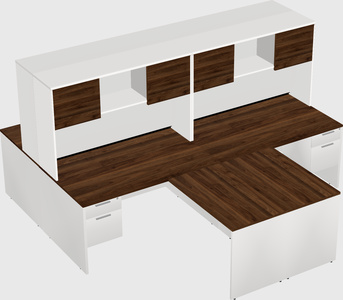Quad l-shaped office desks