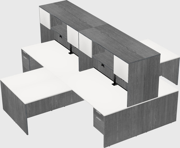 Quad l-shaped office desks