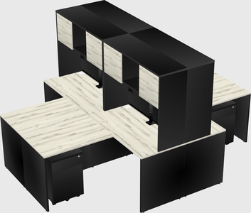 Quad l-shaped office desks