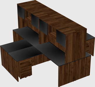 Quad l-shaped office desks