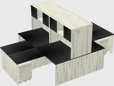 Quad l-shaped office desks