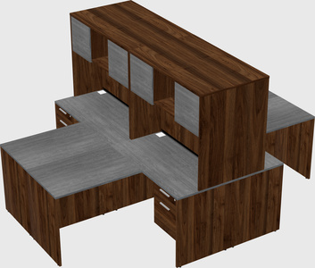 Quad l-shaped office desks