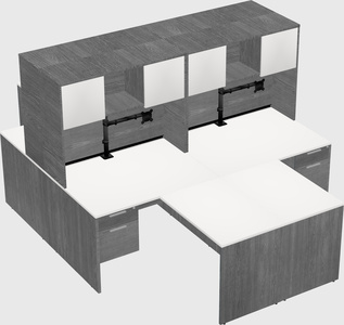 Quad l-shaped office desks