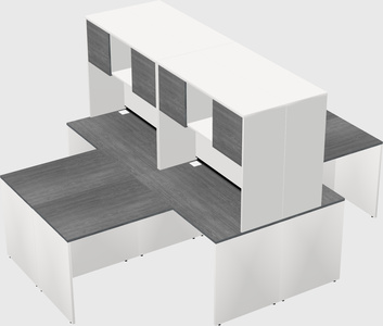 Quad l-shaped office desks