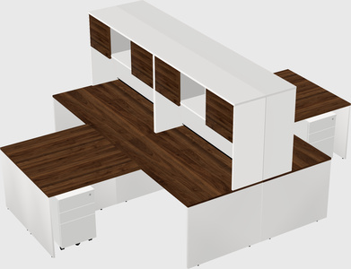 Quad l-shaped office desks