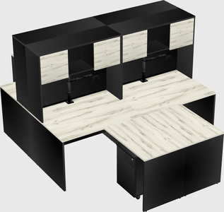 Quad l-shaped office desks