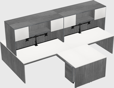 Quad l-shaped office desks