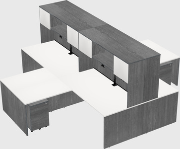 Quad l-shaped office desks