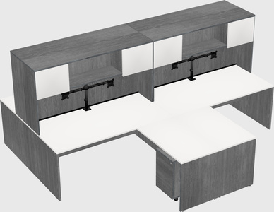 Quad l-shaped office desks